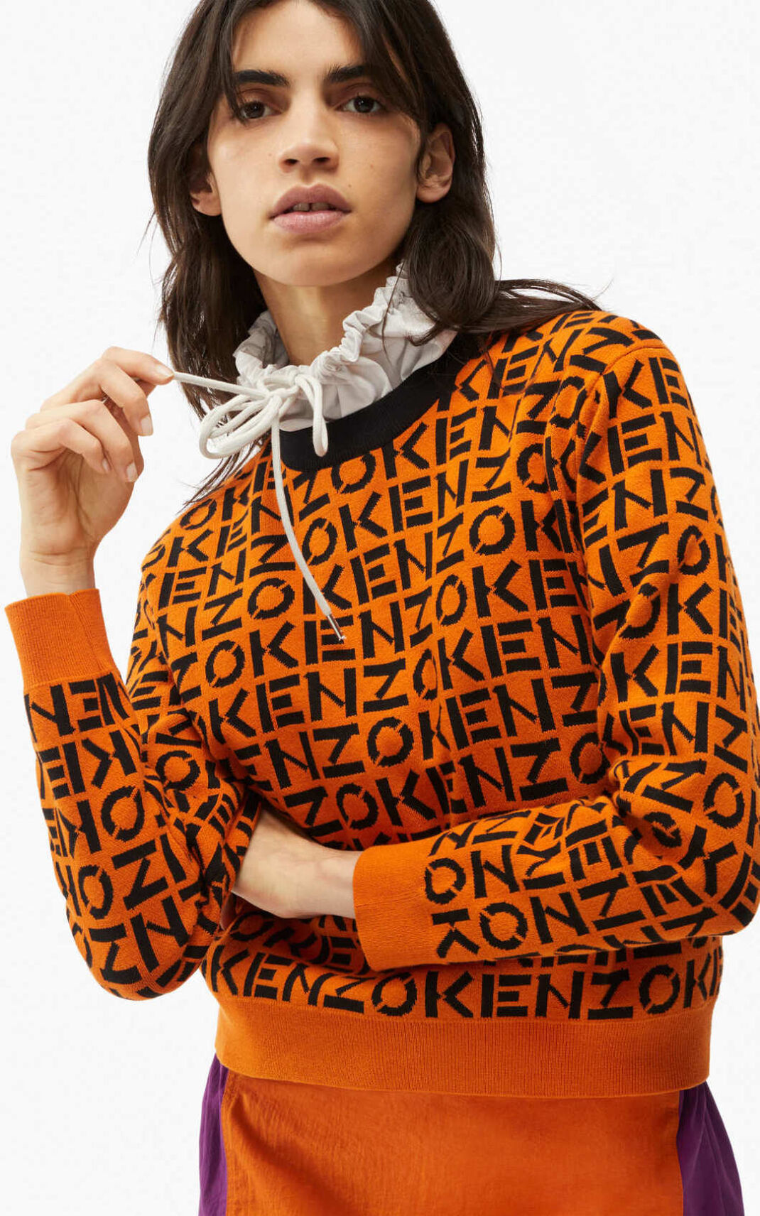 Kenzo Sport monogram Striktrøje Dame - Dyb Orange DK-569301